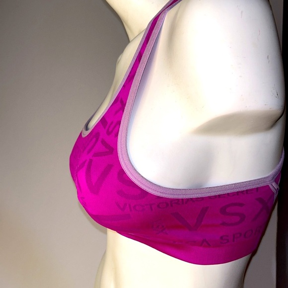VSX Sexy Sport Victoria’s Secret‎ Pink | Lavender Trim Logo Racerback Cutout Bra - Picture 5 of 12
